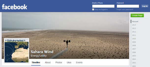 Lien sur la page Facebook du Projet Sahara Wind